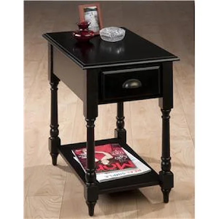 Transitional Antique Black Chairside Table